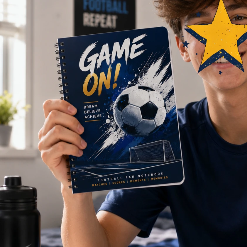 Football Match Journal A5 Spiral Notebook Soccer Fan Score Tracker Match Planner Writing Diary Sports Gift Notebook