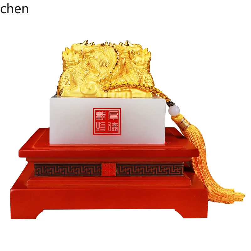 CZ Lapis Jade Seal with Name Engraved, Large Dragon Head Seal, Office Desktop Decoration Gift