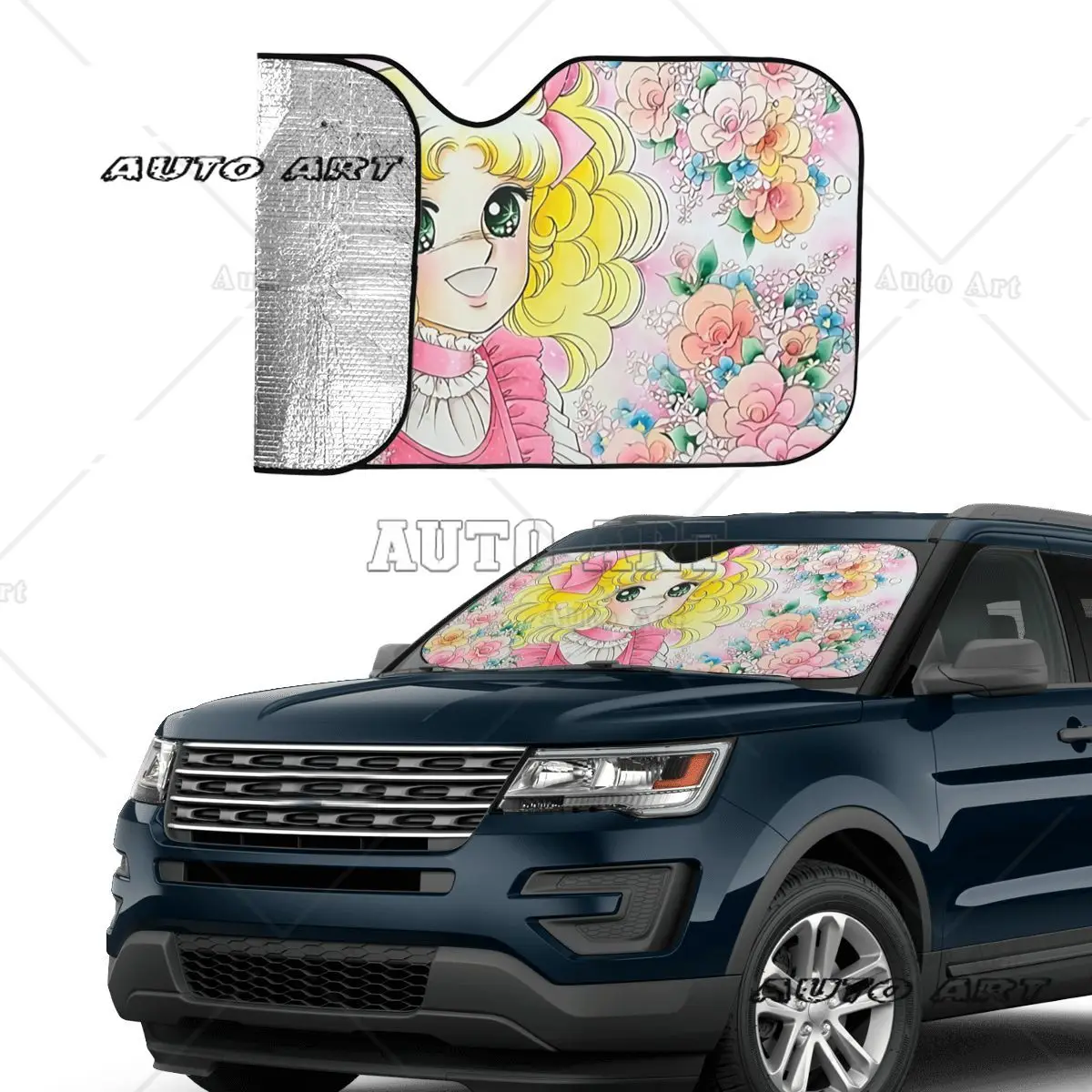 Candy Candy Anime Windshield Sunshade Kawaii Cute Car Front Windshield Car Window Windscreen Cover Ice Shield Dust Protection