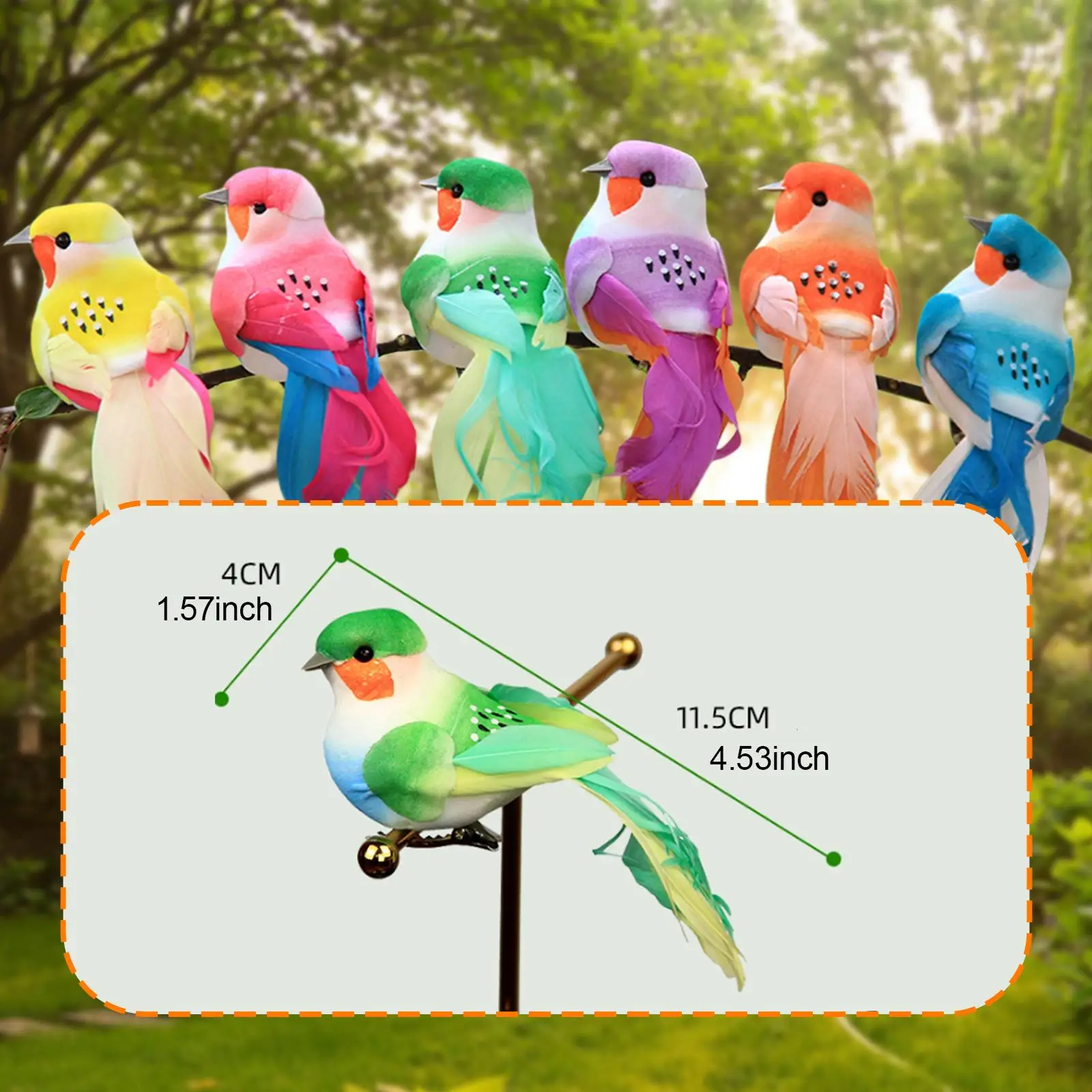 Simulation Bird Models Lifelike Feather Birds Crafts for Garden Yard Tree Ornaments Outdoor Festival Decoration