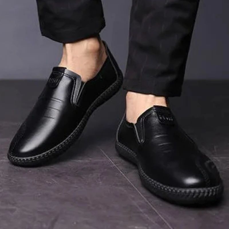 

Мужская кожаная повседневная официальная одежда, деловой стиль на низком каблуке, простое ретро, качественное, дизайн ручной работы, новая прогулочная обувь