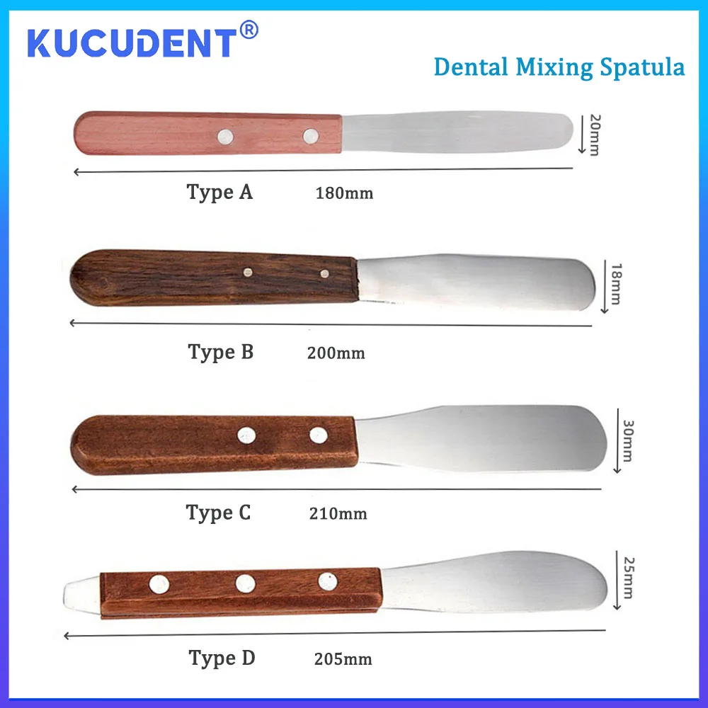 KUCUDENT Dental Alginate Mixing Spatula Knife Wooden Handle Cement Powder Mold Impression Tools Dentistry Lab Instruments