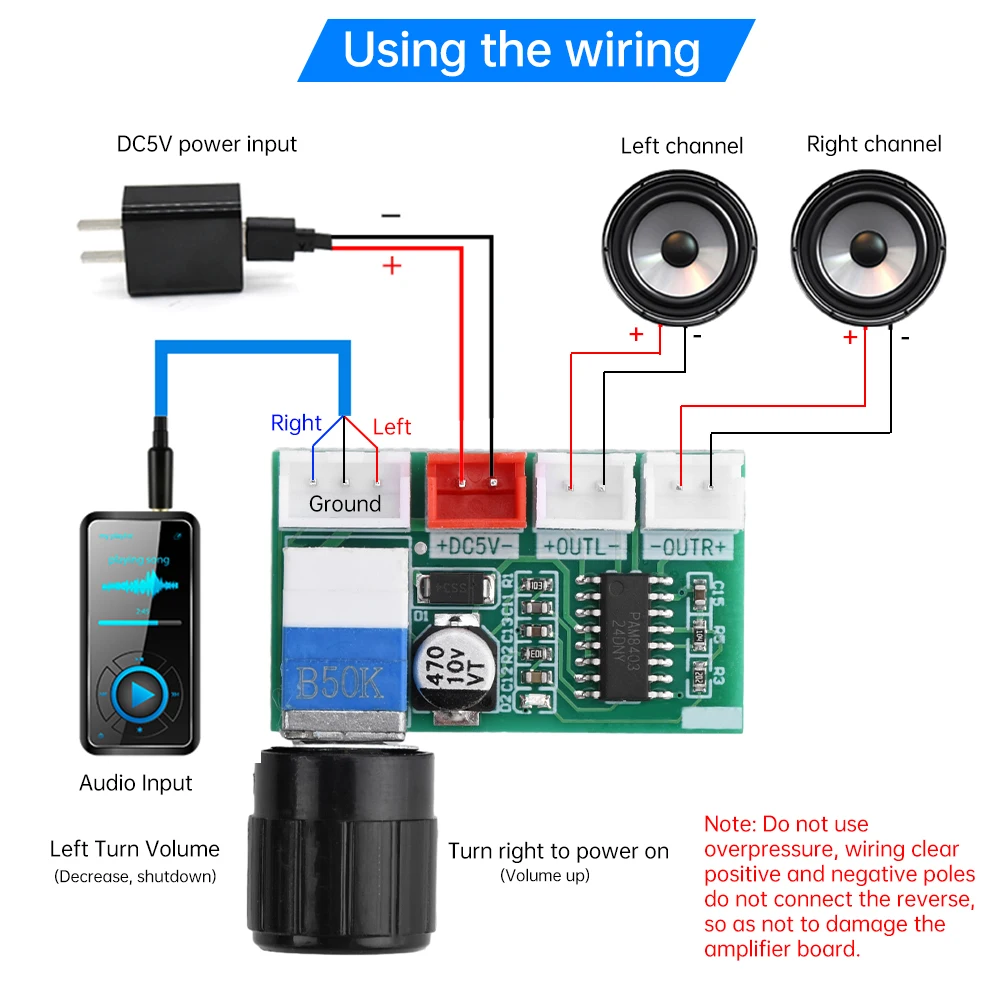 DC 5V Klasse D Audio-Leistungs verstärker 3W 3W Zweikanal-Digital verstärker Pam8403 Chip einstellbare Lautstärke tragbarer Audio verstärker