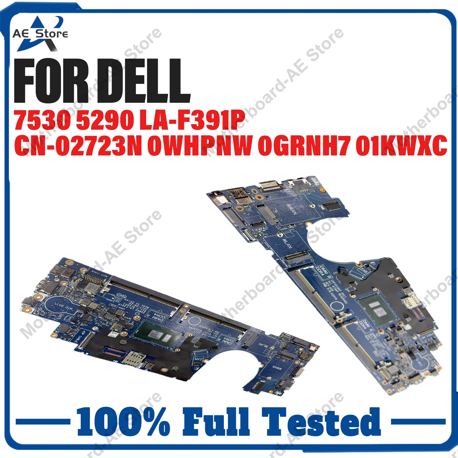 LA-F391P For Dell Latitude 7530 5290 LA-F391P Laptop Motherboard With i3 i5 i7 7/8th CPU CN-02723N 0WHPNW 0GRNH7 01KWXC Tests OK