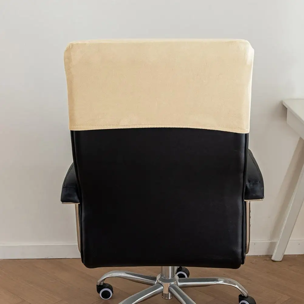 Dust-proof Chair Back Cover Solid Color Velvet Chair Office Headrest High Elasticity Comfortable Backrest Protector