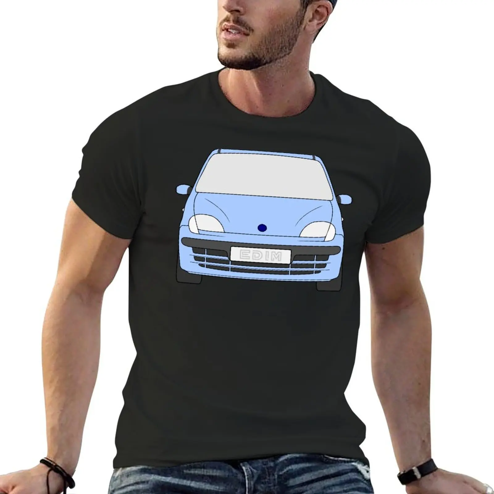 Fiat Seicento 1997-2010 baby blue color T-shirt summer clothes plus sizes mens t shirts pack