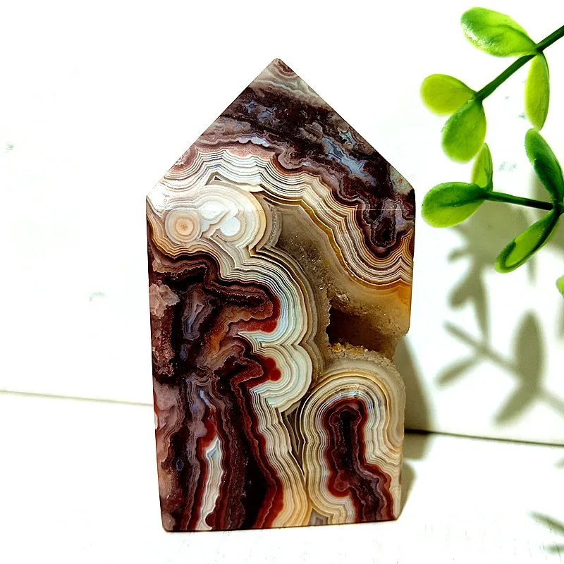 Natural Stone Mexico Lace Agate Crystal Wand point Home Decorations Raw Rock Witchcraft Chakra Reiki Healing Feng Shui Crystals