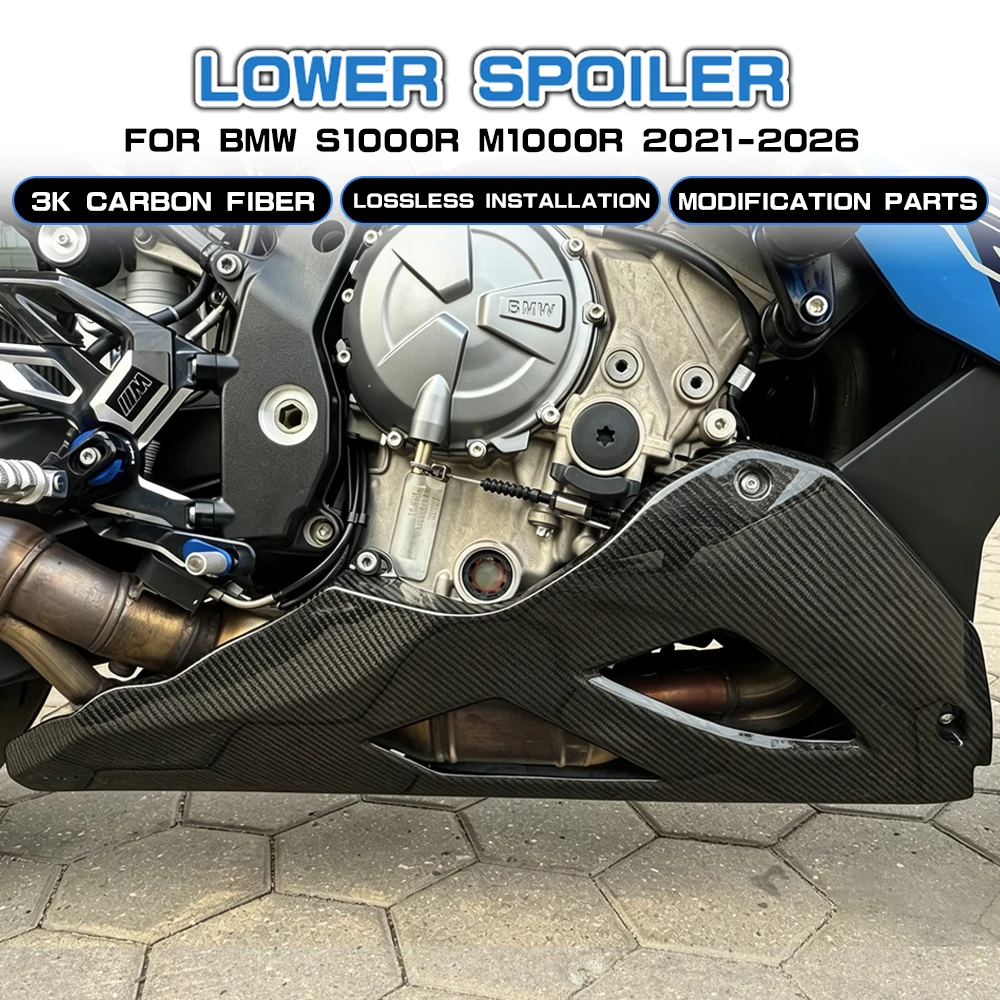Für BMW S1000R M1000R 2021-2026 Motorradzubehör Reine 100% Trockene Kohlefaser-Bauchverkleidung Unterbodenverkleidung Untere Verkleidungssätze