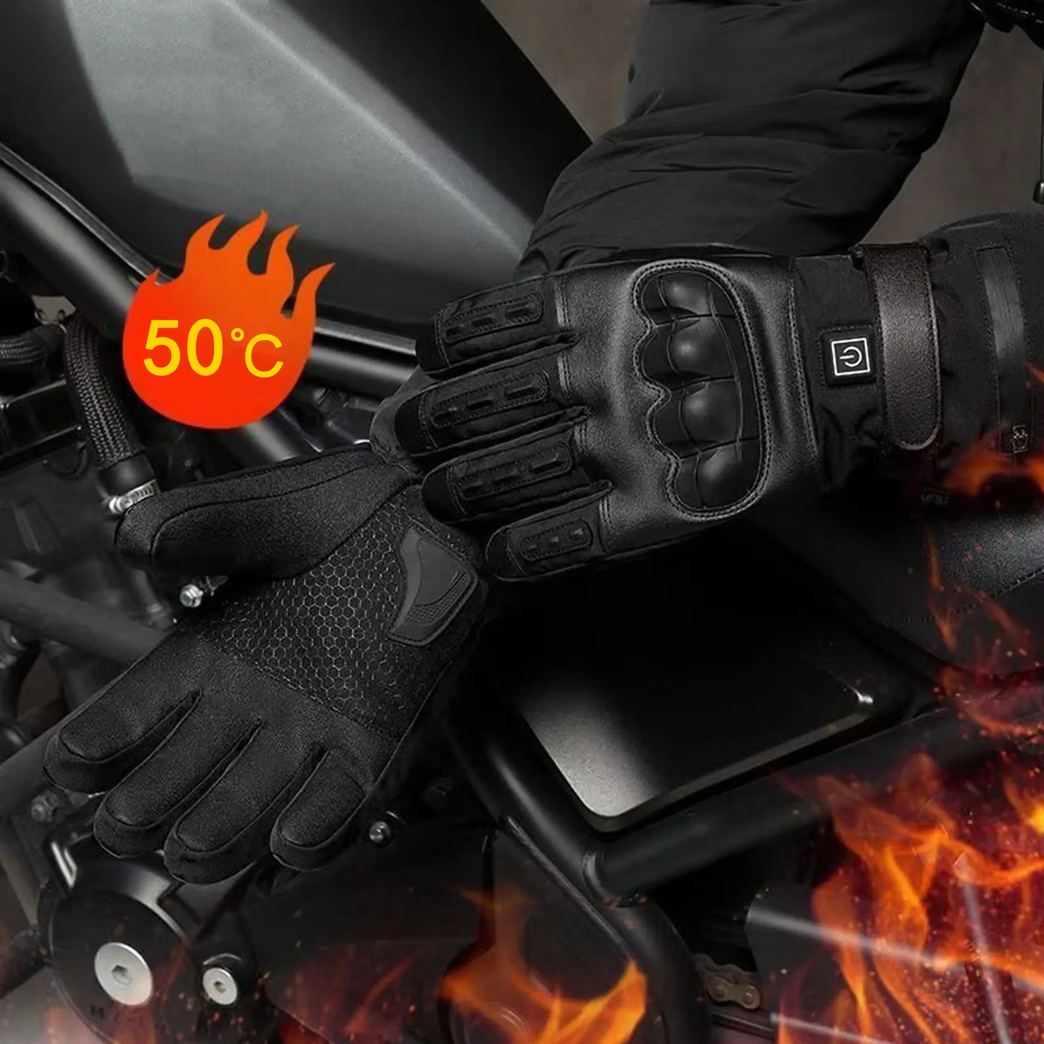 

Men's Heated Tactical Motorcycle Gloves - Waterproof Touch Screen Rechargeable Cycling Riding Gear