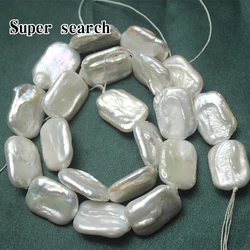 Natural freshwater pearls, bright and colorful white gray Baroque small rectangular beaded DIY necklace accessories