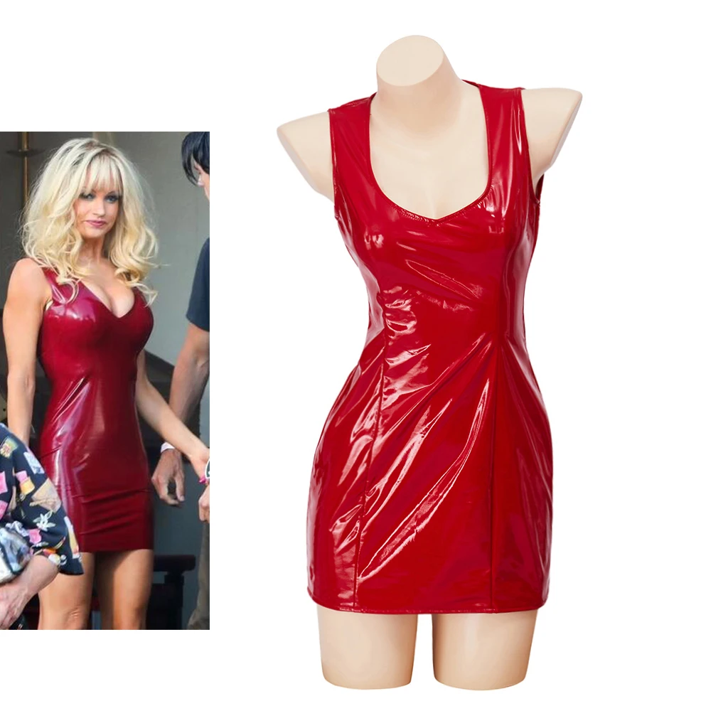 

Pam & Tommy Cosplay Pamela Anderson Mini Dress Women Sexy Deep Neck Sleeveless Red Bodycon Dress Night Club Party Ball Gown