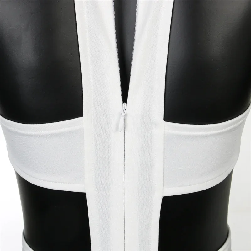 The Fifth Element Leeloo คอสเพลย์เครื่องแต่งกายชุดเซ็กซี่ Jumpsuits ผ้าพันคอสีขาวชุดสูทฮาโลวีนคอสเพลย์ E