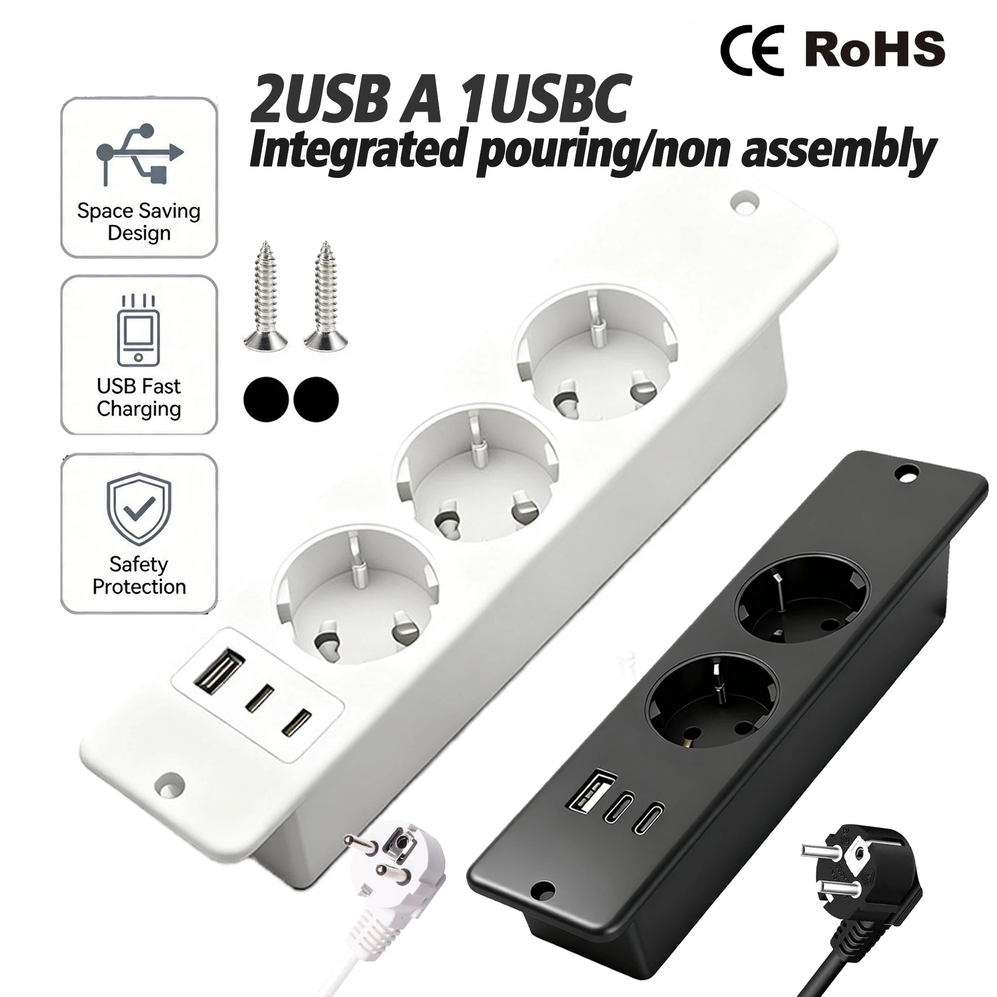 FUNAYA EU KR Built-in Desktop Socket Embedded Hidden Plug with USB Type-c Outlet Office Furniture Multi Slot Extension Sockets