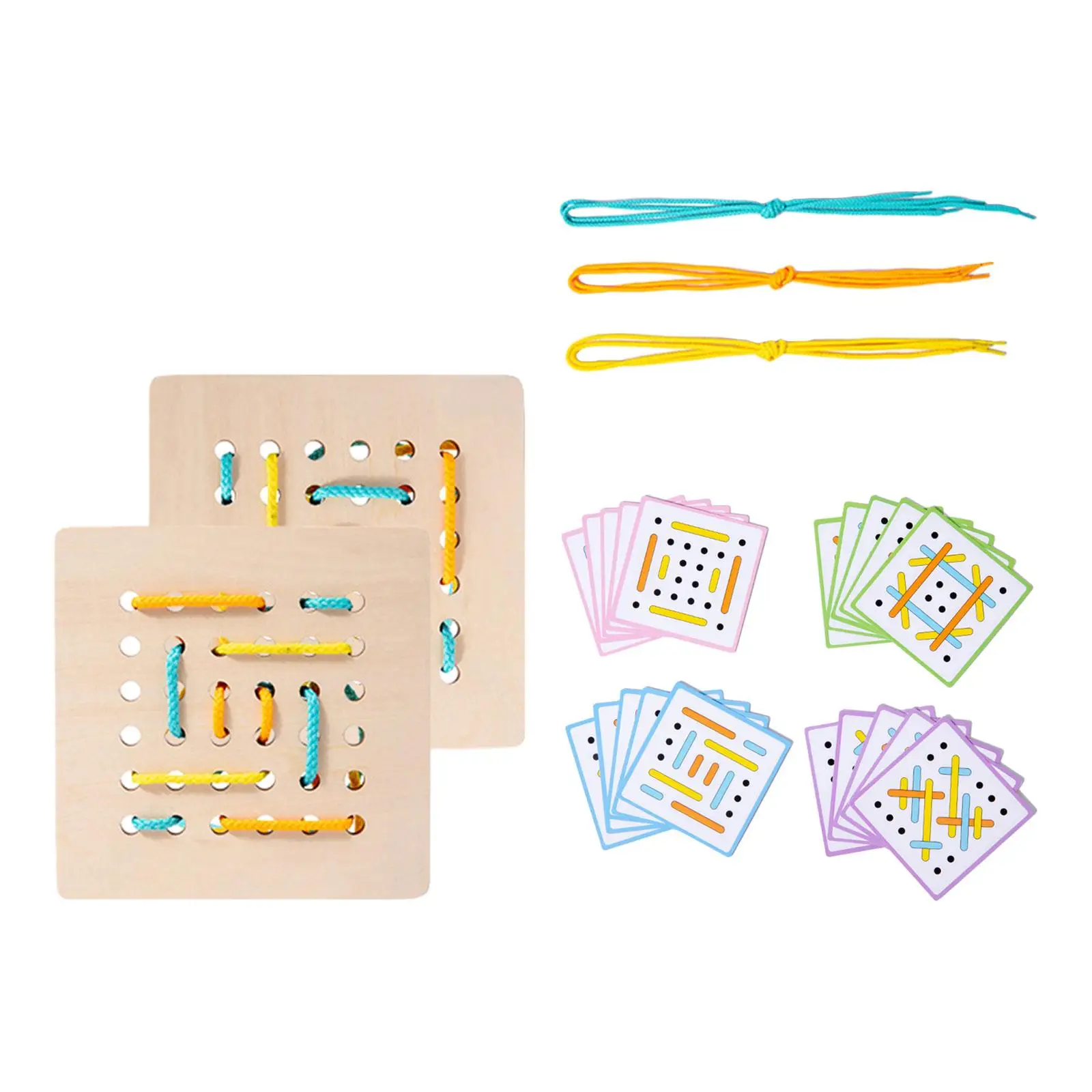 Juego de roscado de cuerda para niño y niña, juguete educativo de cordones de madera, formas de cordones, regalo de cumpleaños, edad de 3, 4 y 5 años