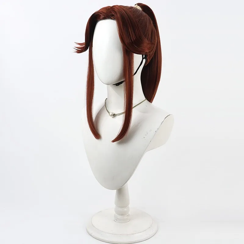 Mignon Nintama Rantaro Tomimatsu Sakube شعر مستعار تأثيري النبيذ الأحمر نمط فروة الرأس قطعة واحدة جديلة #3