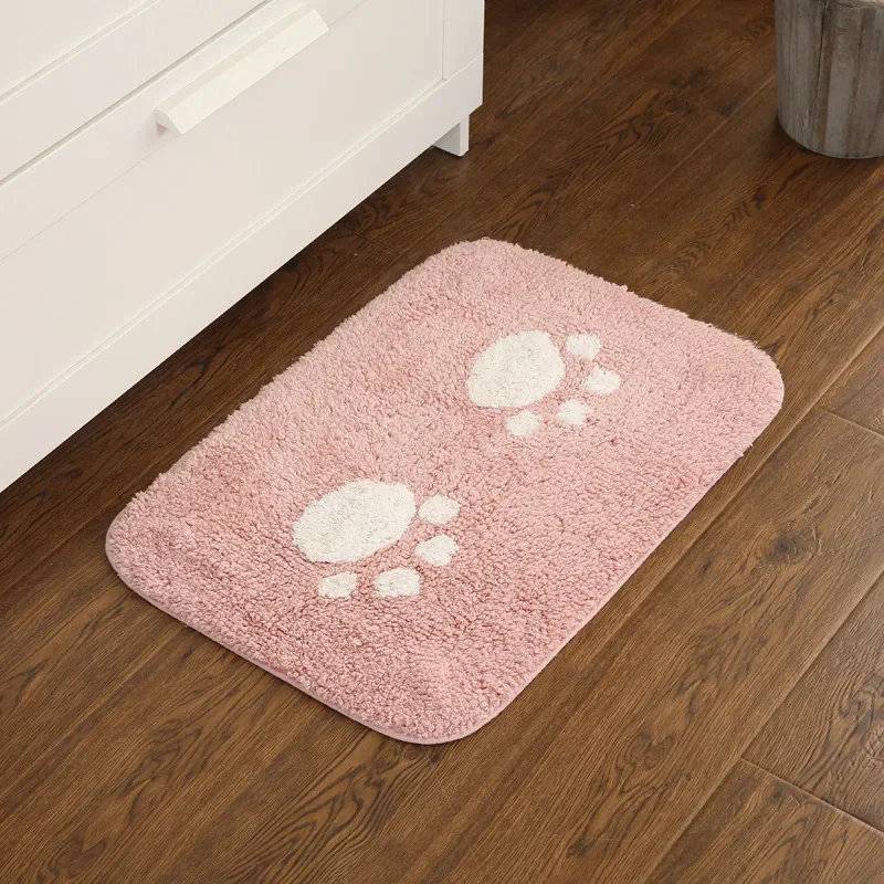 Super Soft Absorbent Bathroom Mat Sets for Home Hotel Office Cute Cat Paw Custom Tufted Rug