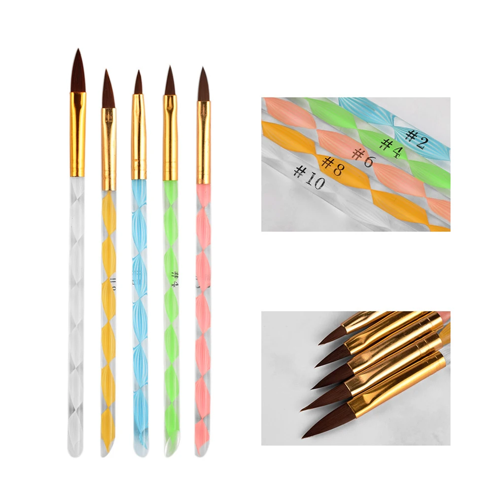 

5pcs Nail Pens Durable Manicure Drawing Tools for Natural False Acrylic Nails Painting Design Manicure Drawing Pen Accessories