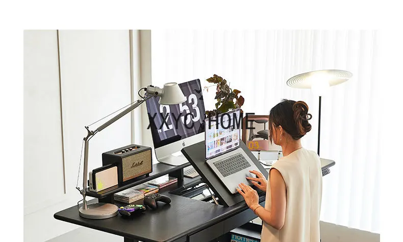 Light Luxury Solid Wood Desk Computer Desk Writing Desk Office Workbench Desktop Adjustable Modern Electric Lifting Table