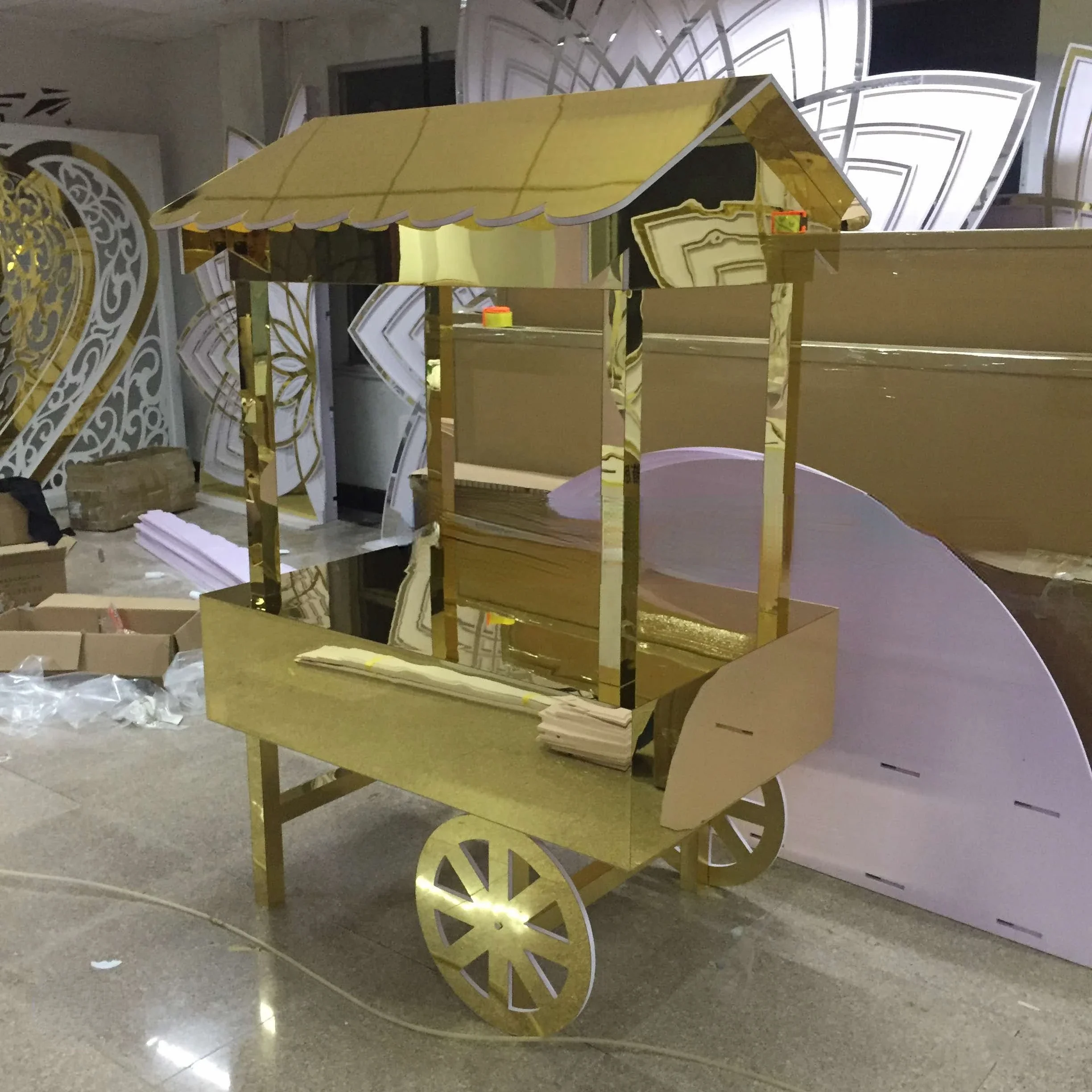 New design candy cart PVC wedding carriage event flower party decoration