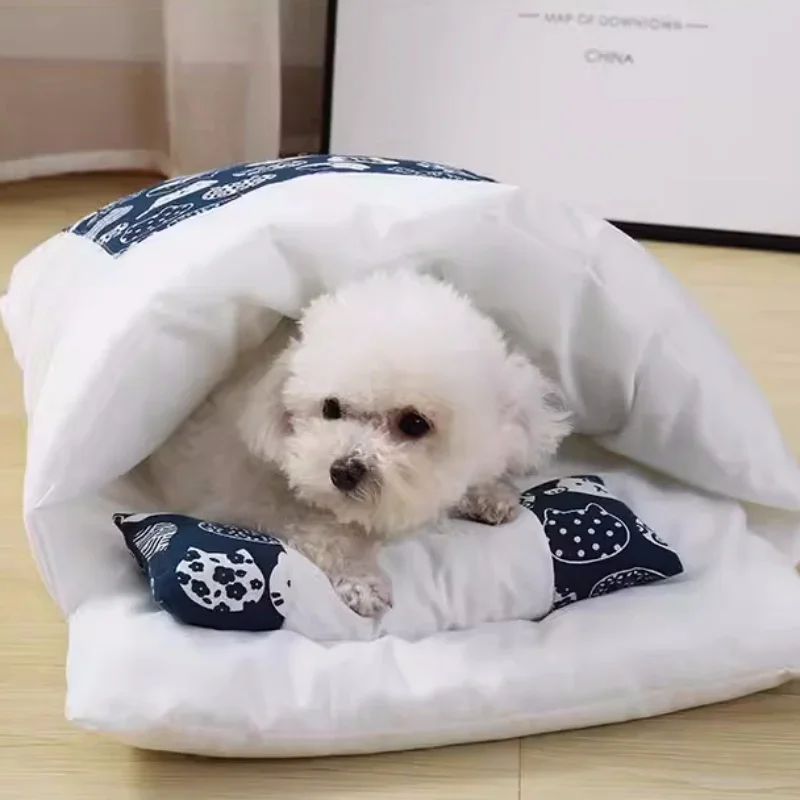 고양이 침낭 탈착식 따뜻한 고양이 침대, 겨울 깊은 수면 애완 동물 개 침대 하우스, 고양이 둥지 쿠션, 베개 포함 고양이 용품