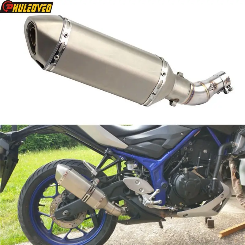 For Yamaha YZF-R3 YZF-R25 MT-03 Motorcycle Exhaust Escape Moto Mid Link Pipe Slip on for Yamaha R3 R25 2015-2018 MT03 2016-2018