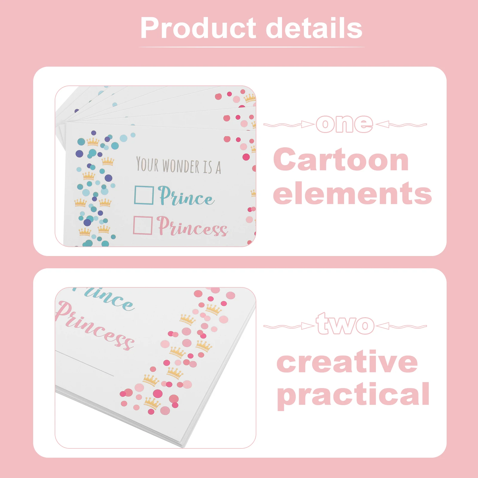 

10pcs Gender Reveal Invitation Cards Baby Shower Blessing Greeting Bright Color Cartoon Paper Decorative
