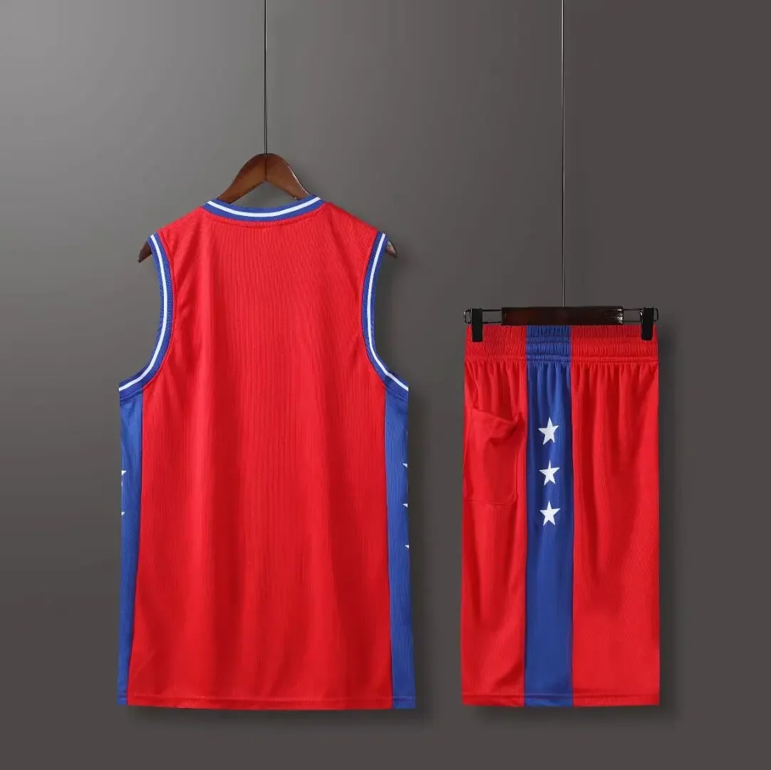 Nuovo 24 25 kit da uomo Red adult Fans maglie da basket aldult game team manica corta uniforme da allenamento gilet e pantaloncini