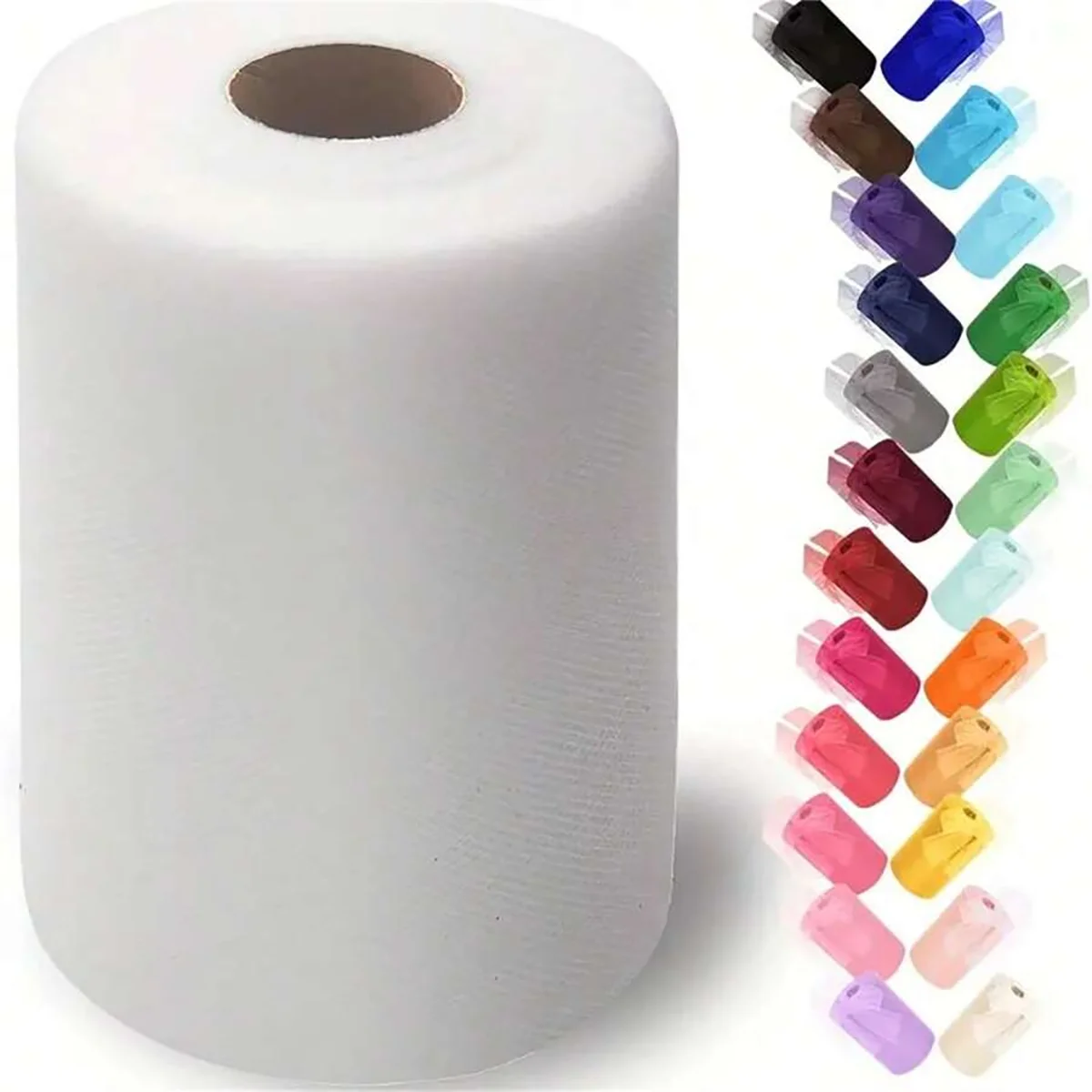 Organza Ribbon Spool - 1 Rol Kain Tulle Putih, Lebar