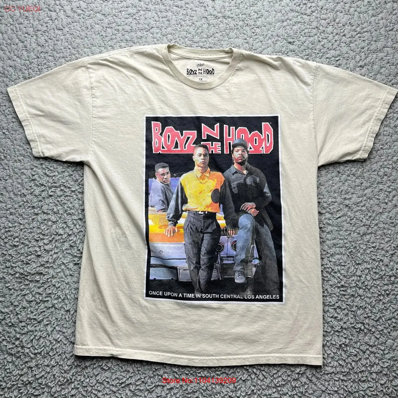 Boyz N The Hood T Shirt Mens Large Beige Tan  Retro Movie LA vintage Washed designer clothes Versatile streetwear Slightly