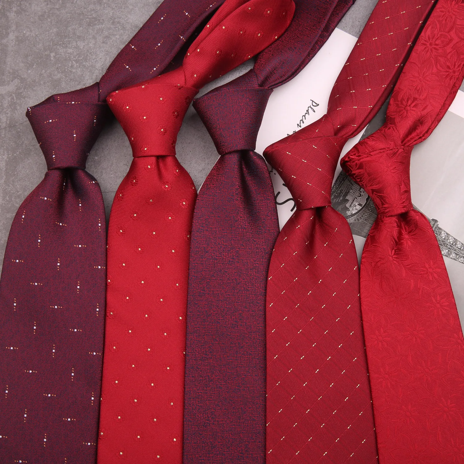 

Red wedding tie, men's zipper style formal attire, business groom, men's wedding, no need to tie once pulled, lazy hands tie