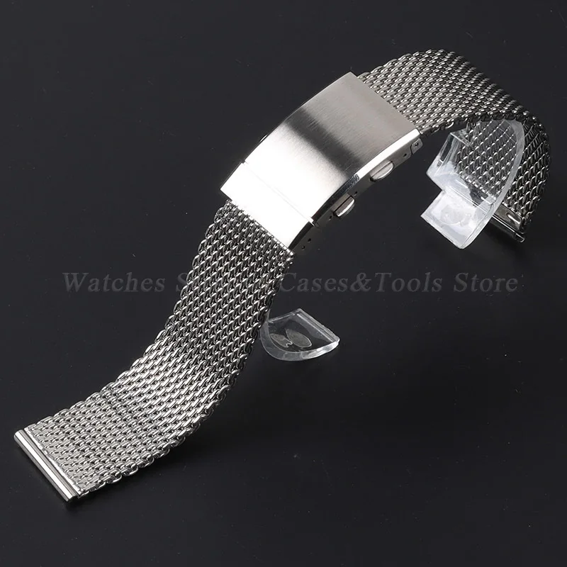 Luxury Stainless Steel Strap 1.0mm Mesh Milanese Watchband for Omega for IWC Belt 18/20mm 22mm 316L Adjustable Buckle Men Bands