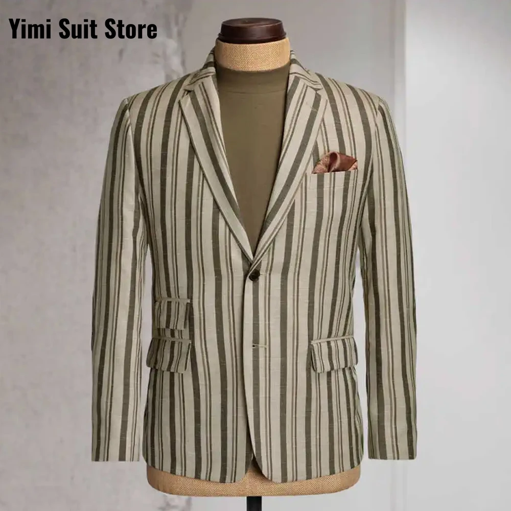 

Pinstripe Men' Suits 2 Pieces trajes para hombre Wedding Groom Suit Blazer Sets Casual Slim Fit Singlle Breasted Jacket+Pants