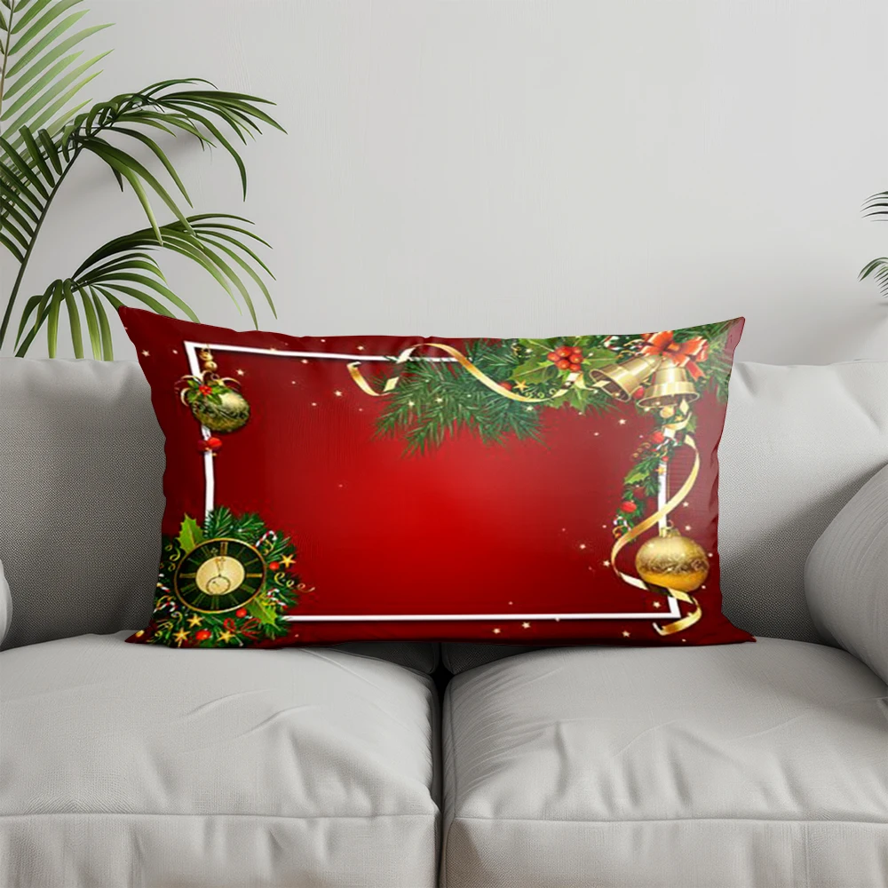 Home Decor Merry Christmas Pillow With Frame Suitable For Sofa Bedroom Car Pillow Cover Cushion Rectangular Back Cushion