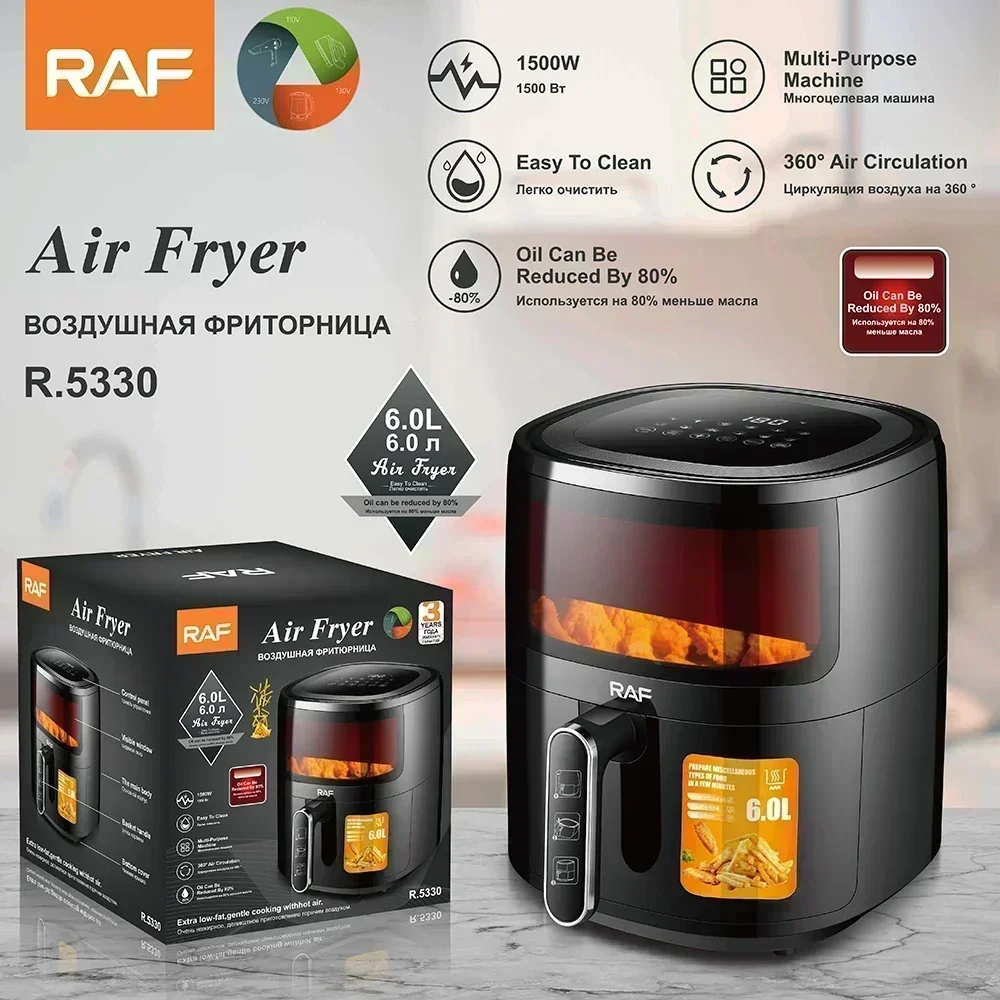 RAF Good Quality 6.0L Temperature No Oil Air Fryer oven 1500W Multi-Purpose Air Fryer