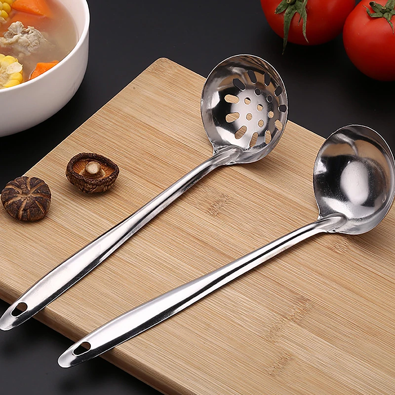 Korean Stainless Steel Thickening Spoon Creative Long Handle Hotel Hot Pot Spoon Soup Ladle Home Kitchen Essential Tools