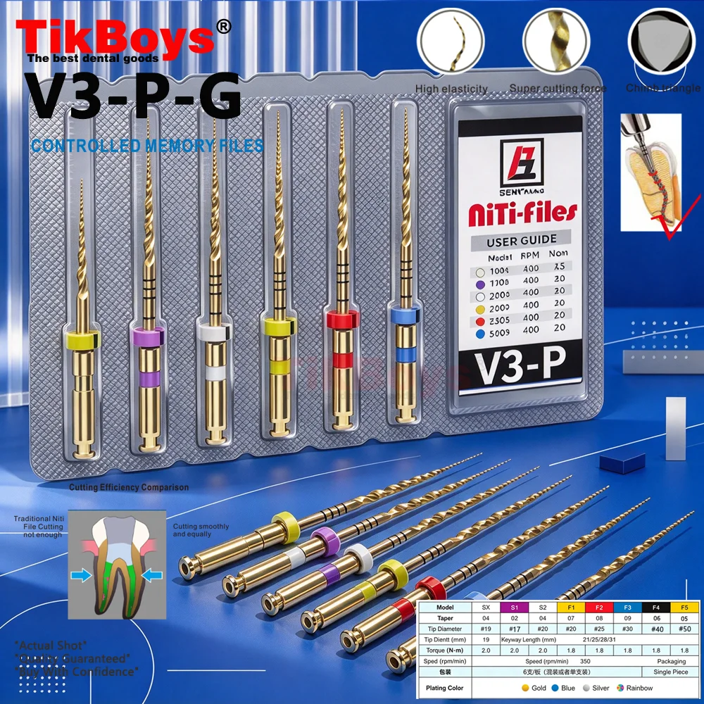 6pcs/Pack Dental Files Root Canal Use Rotary Heat Activated  Endodontic Files Rotating File Dentistry Instruments 25mm SX-F3 F4