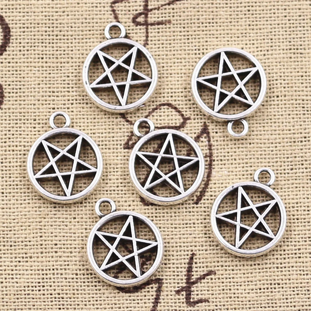 50 sztuk Charms gwiazda Pentagram 17x14mm antyczne srebro kolorowe wisiorki DIY rzemiosło dokonywanie ustaleń ręcznie robiona biżuteria tybetańska