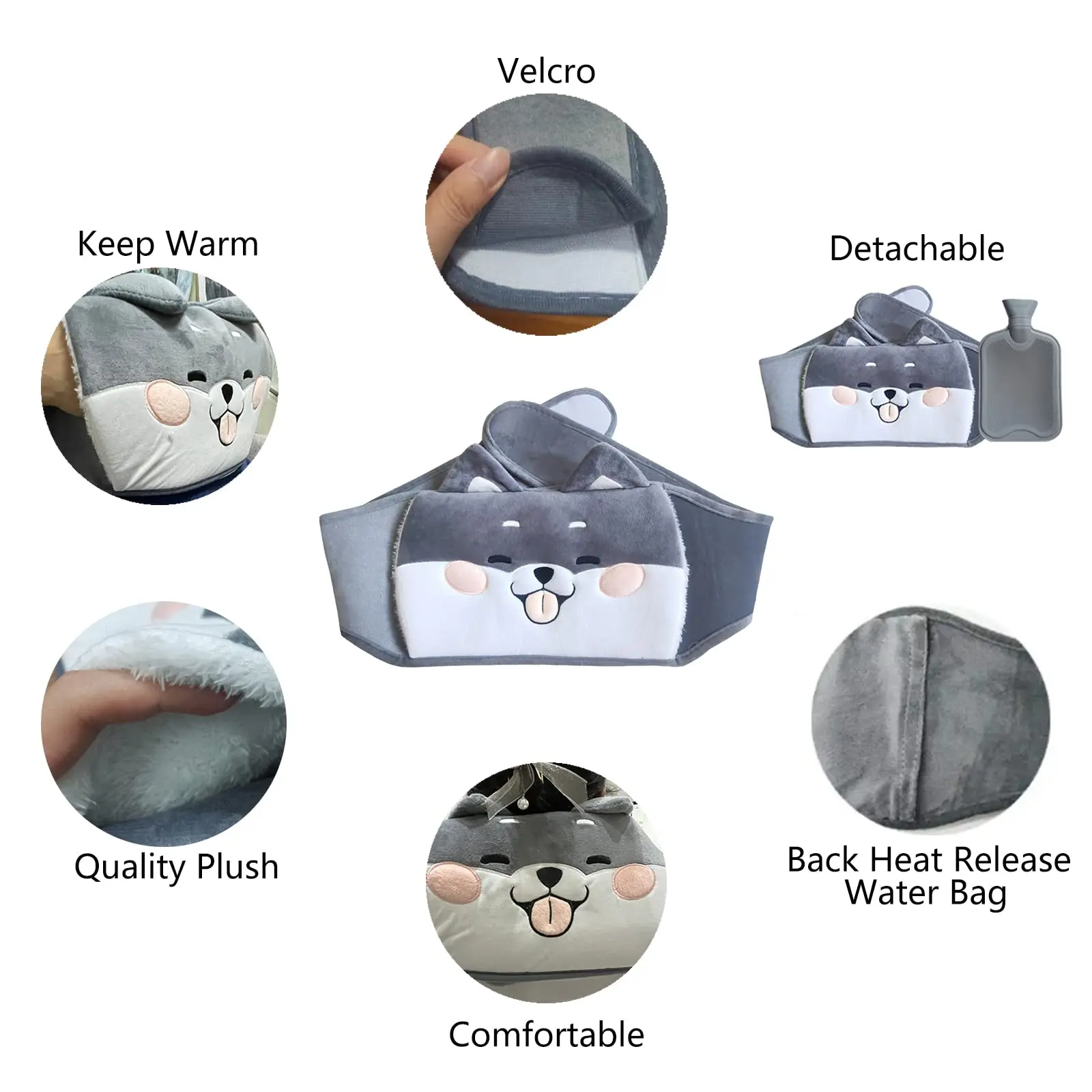 Hot Water Bottle with Cover 1 L Hot Water Bottle Small with Soft Plush Hand Waist Warmer Hot Bottle Belt Rubber Hot Water Bag image 2