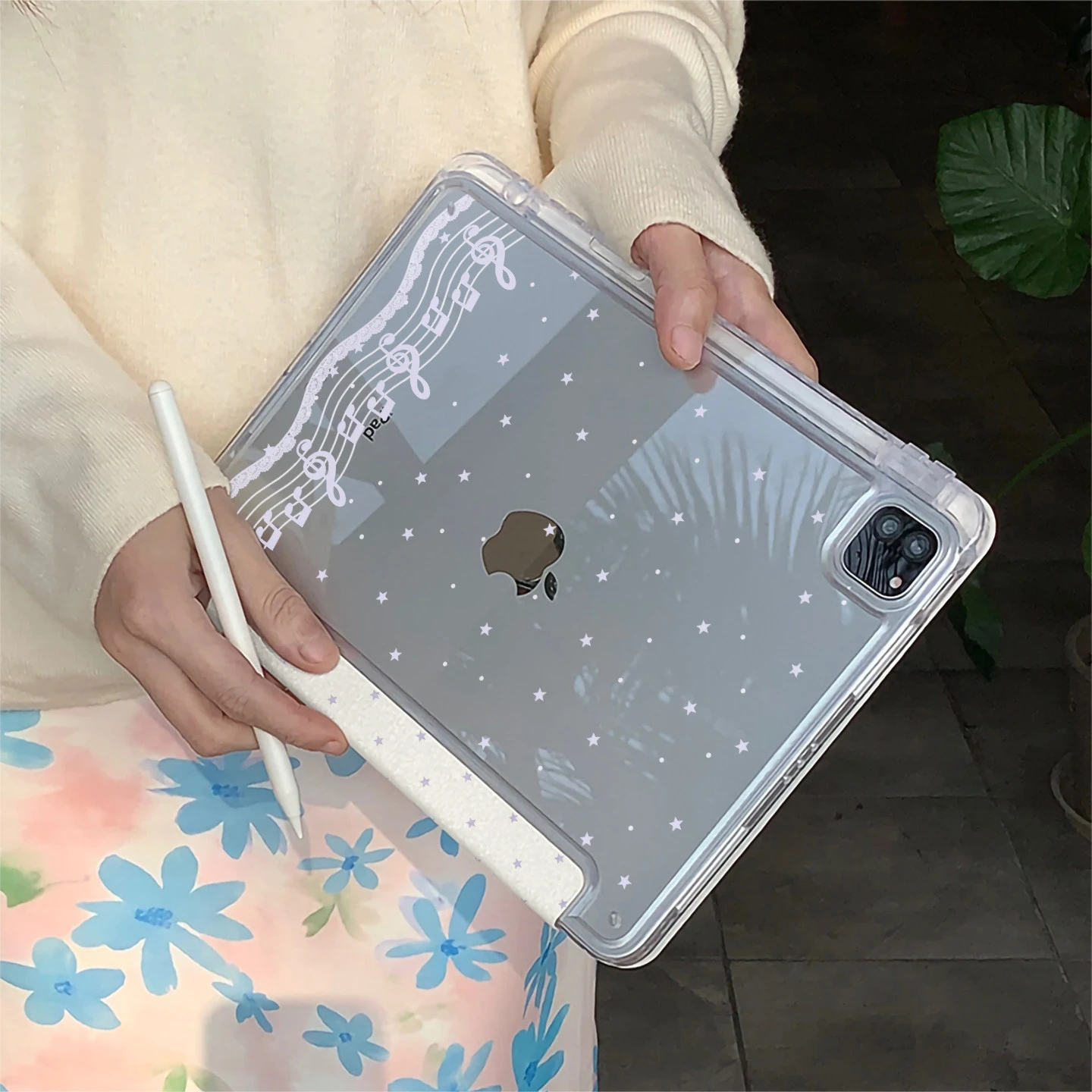 Simple Cute Purple Star Note Tablet Case For iPad Pro 11 12.9 13 A16 M2 M4 M3 M5 Shell 5/6/7/8/9/10/11th Mini Air 3 4 5 6 Cover