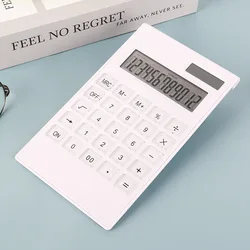 12 Digits Large Display Desktop Calculator Solar And Battery Dual Power Crystal Button Calculator Large Screen Ultra Thin