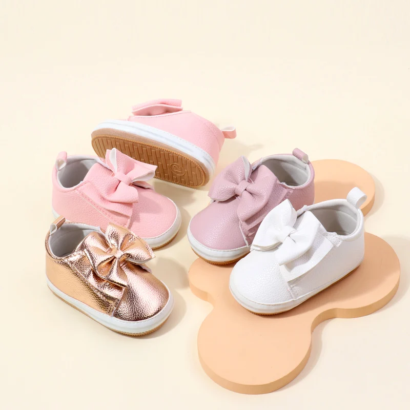 Baby Girl Shoes High Quality Soft PU for 0-9-18 Months Toddler Prewalking Outdoor Beautiful Cute Butterfly Bowknot 2024 BXC4143