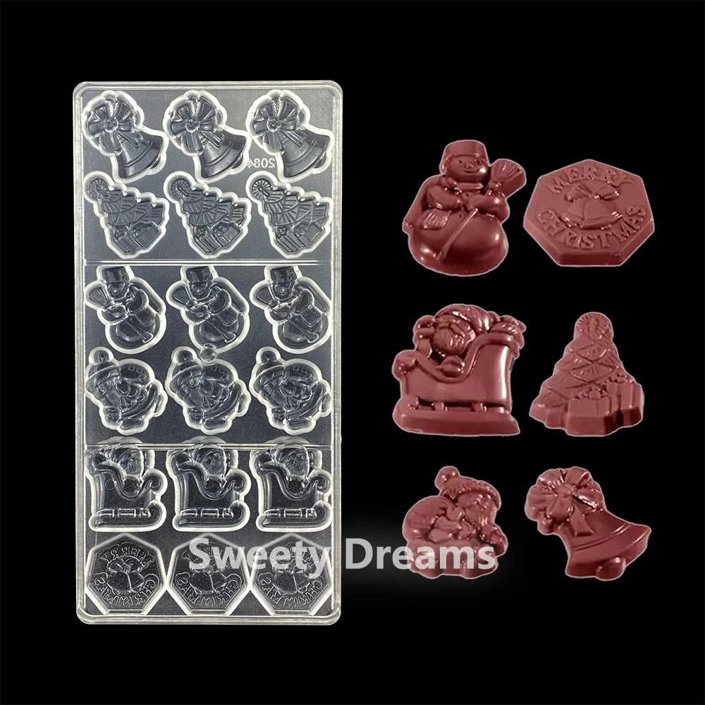 Grandpa Christmas Polycarbonate Chocolate Mold Belgium Candy Mould Cake Sweets Baking BonBon Confectionery Tool Bakeware