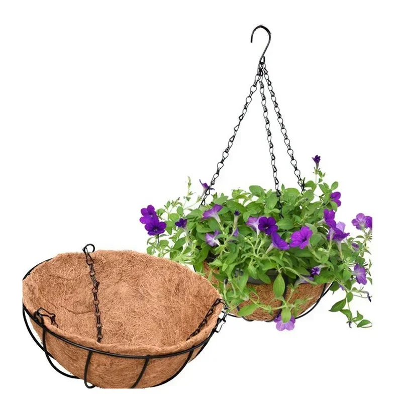 40cm Imitation Rattan Hanging Basket Flower Pot Hanging Chain Hooks Plant Grow Basin Pot Basket Hanging Chain Home Garden Decor