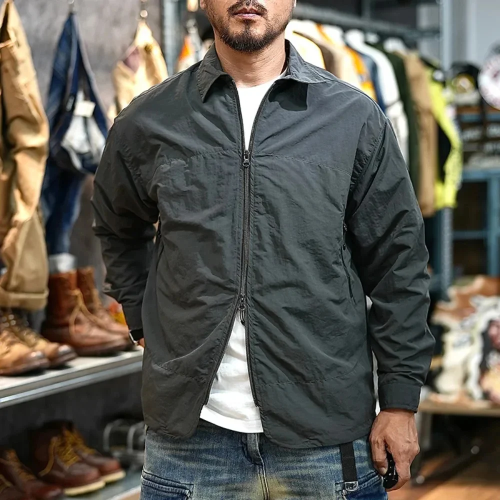 

2026 новая модная брендовая японская трехмерная рубашка-карго с длинными рукавами, мужская свободная повседневная быстросохнущая рубашка в стиле ретро в стиле ретро