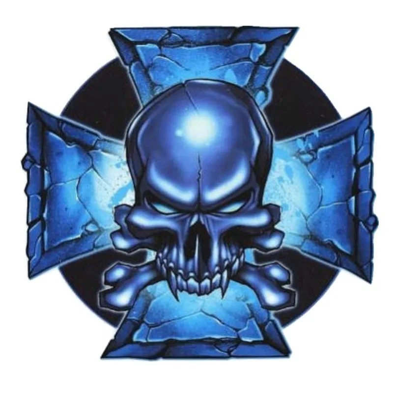 Horror Cross Blue Skull Car Sticker Body Window Exterior Accessories Laptop Decoration Fashion Auto Decal K152