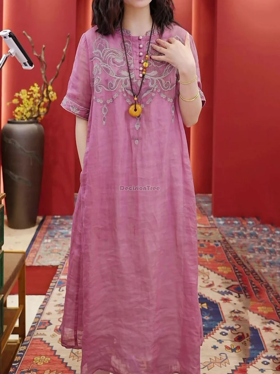 

Новое платье-ципао в китайском этническом стиле, ретро, с вышивкой, улучшенная модель, летнее, свободное, элегантное женское платье.