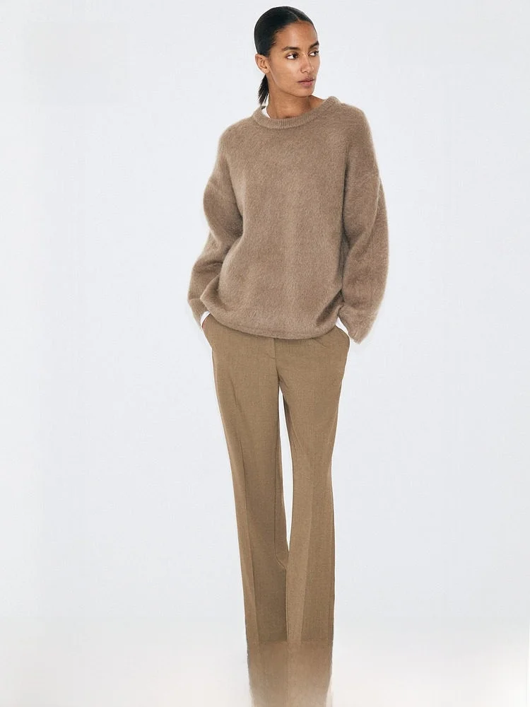 H&M Women's Suit Pants 1314937 Elegant Professional Fashionable Spring Collection High Waist Straight Leg