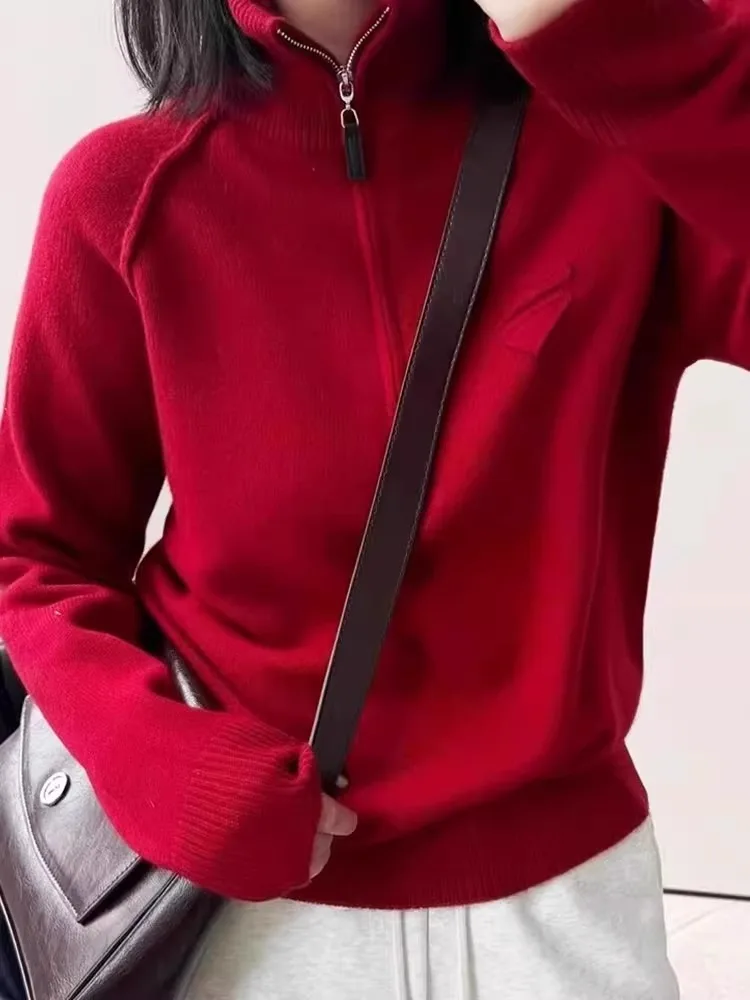 Sweater Rajut Nyaman Hoodie Panjang dengan Resleting Desain Korea Kasual Efek Langsing Santai Model Baru