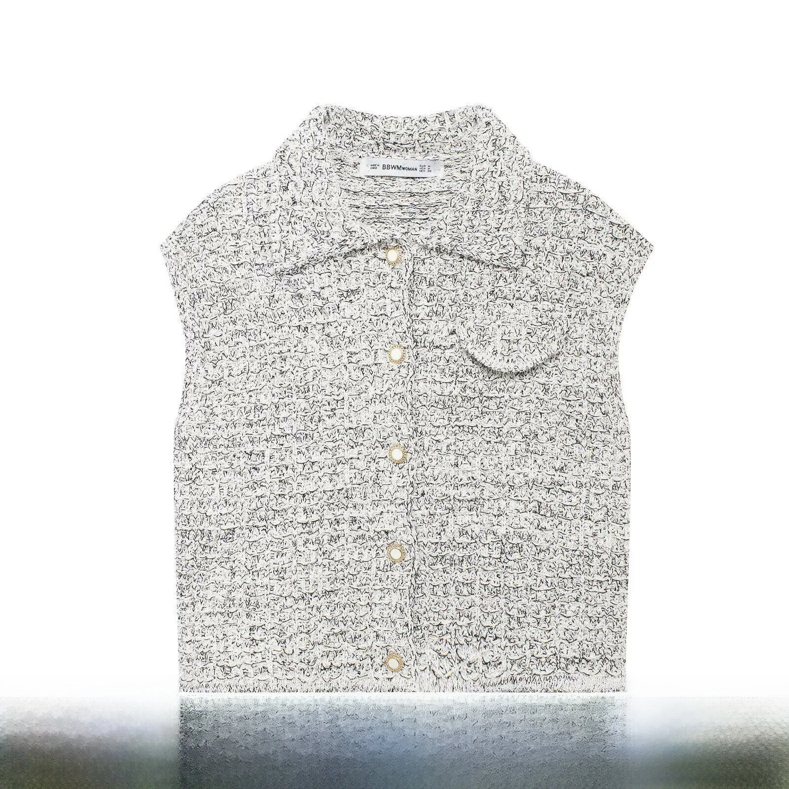 Fashionable Knitted Sleeveless Vest New Autumn 2024 Women's Clothing Metal Color Line Texture Turn-down Collar All-Season Wear