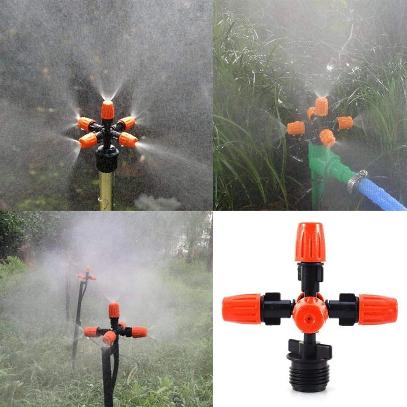 10 Pieces Of Garden Sprinkler Irrigation Mist Fog 5 Nozzle Spray 1/2 Inch Mounting Adapter Adjustable Dripper For Micro-Irrigati